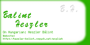 balint heszler business card